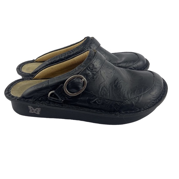 Alegria Black Clogs Size 41 EU Embossed Design - Picture 1 of 16
